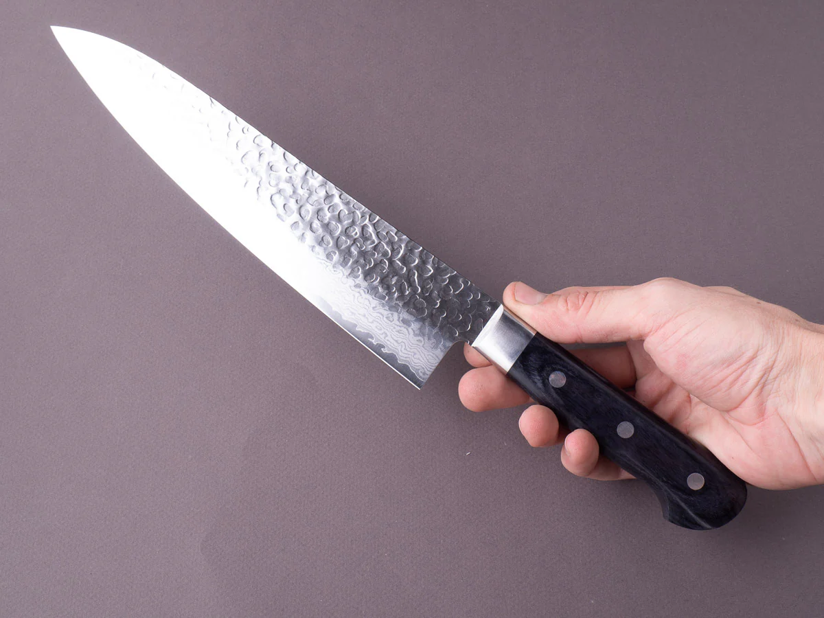 Hitohira - Imojiya ST - VG10 - Tsuchime Damascus - 240mm Gyuto - Western Handle - Image 6