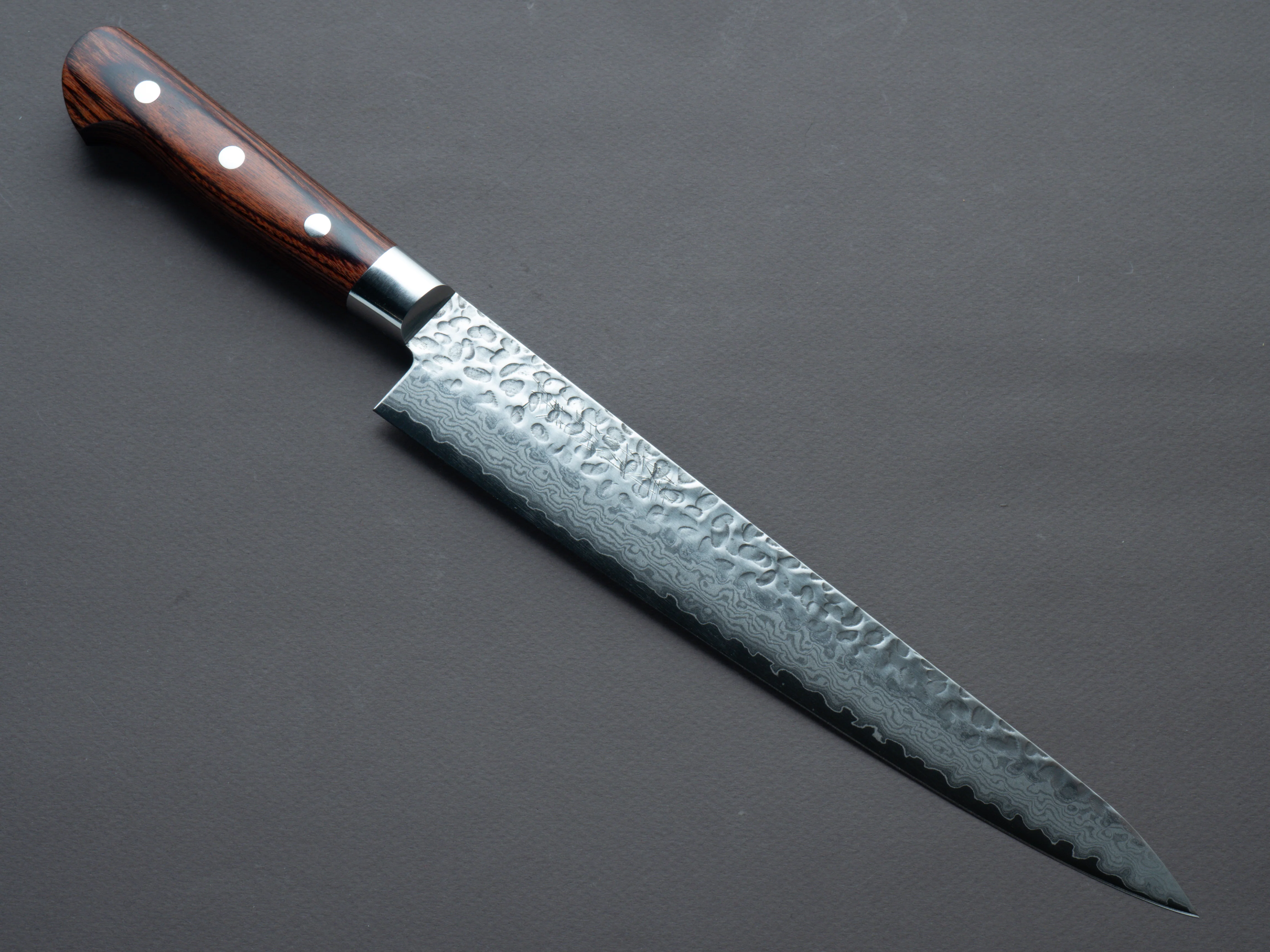 Hitohira - Imojiya ST - VG10 - Tsuchime Damascus - 240mm Sujihiki - Western Handle