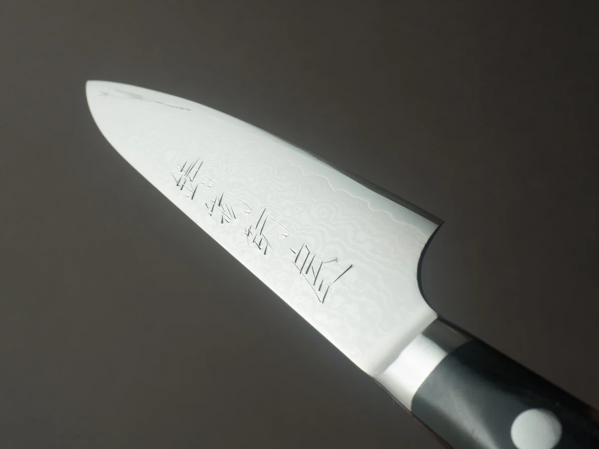 Hitohira - Imojiya TH - VG10 - Damascus - Petty - 105mm - Linen Micarta Western Handle - Image 11
