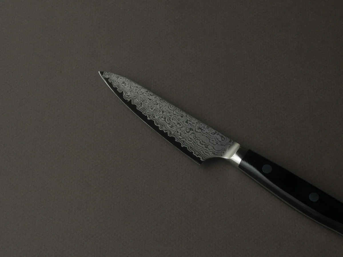 Hitohira - Imojiya TH - VG10 - Damascus - Petty - 105mm - Linen Micarta Western Handle - Image 3
