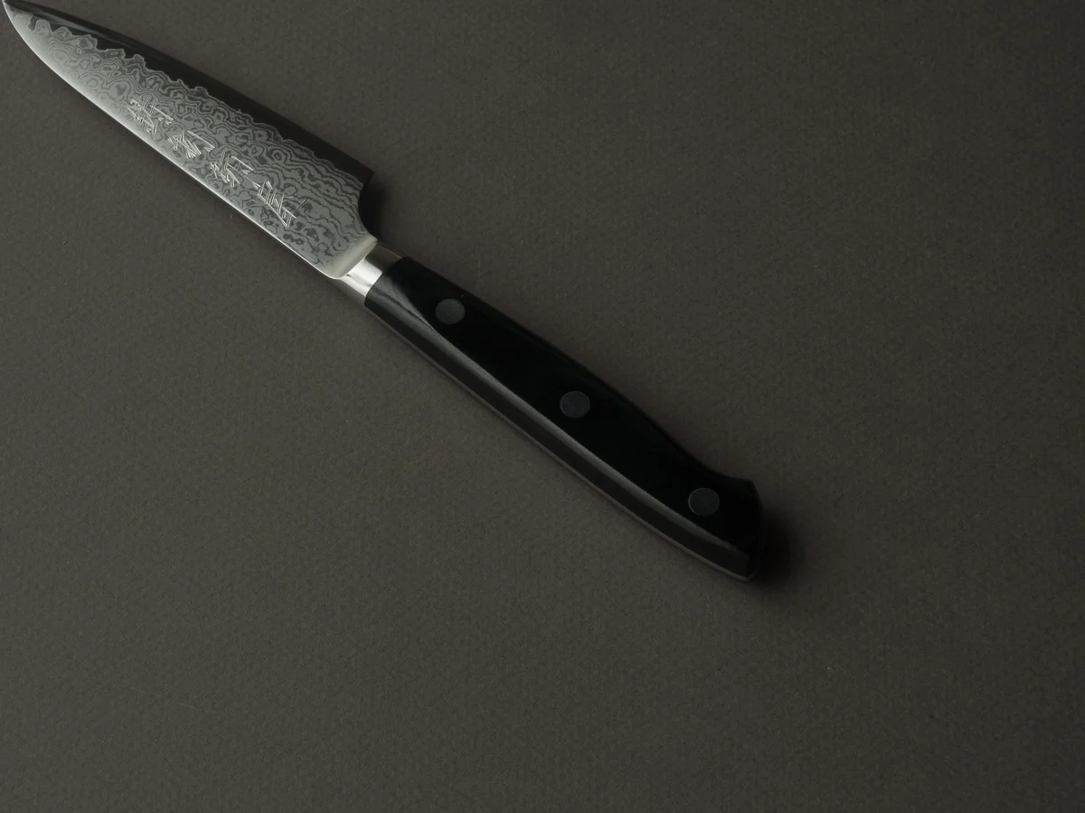 Hitohira - Imojiya TH - VG10 - Damascus - Petty - 105mm - Linen Micarta Western Handle - Image 4