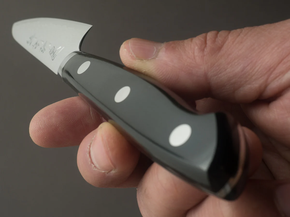 Hitohira - Imojiya TH - VG10 - Damascus - Petty - 105mm - Linen Micarta Western Handle - Image 9