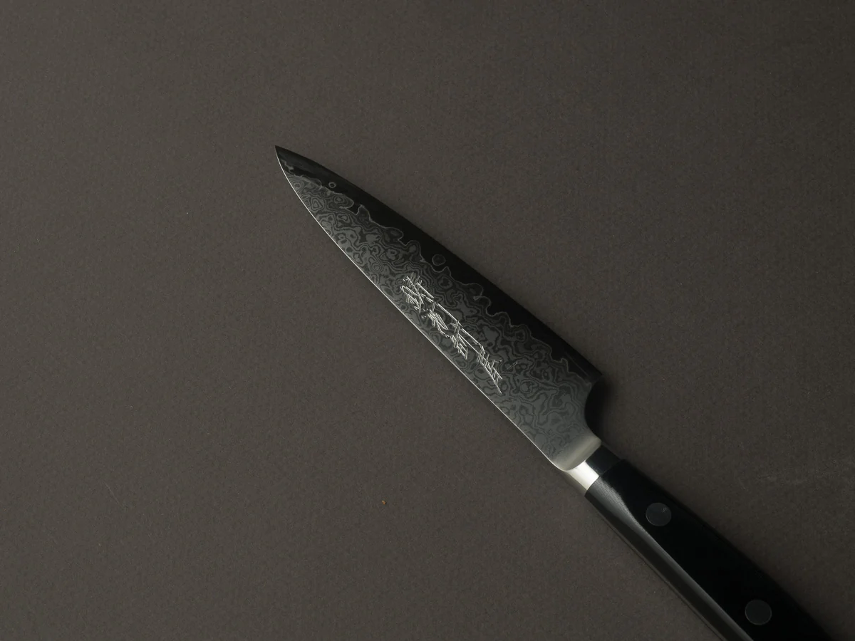 Hitohira - Imojiya TH - VG10 - Damascus - Petty - 120mm - Linen Micarta Western Handle - Image 2