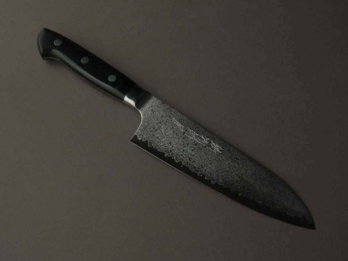 Hitohira - Imojiya TH - VG10 - Damascus - Santoku - 180mm - Linen Micarta Western Handle