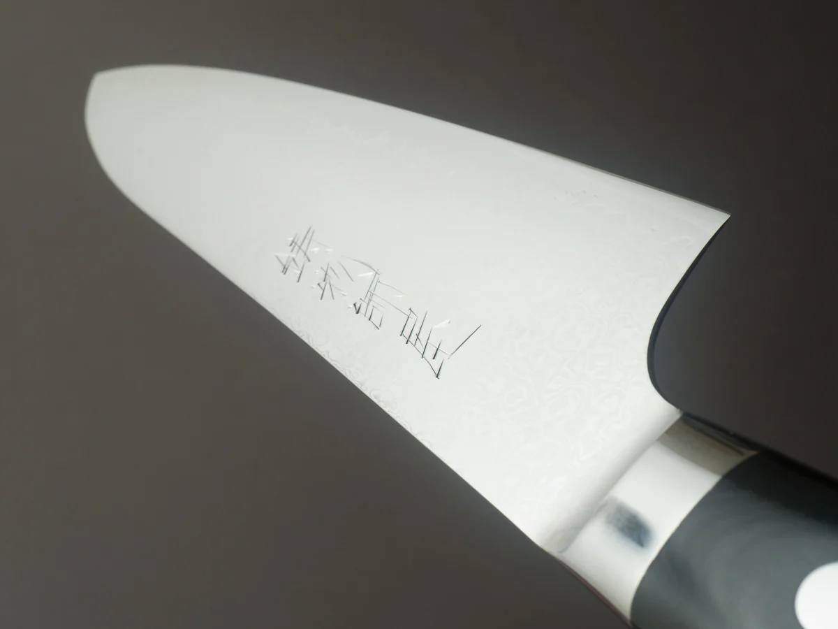 Hitohira - Imojiya TH - VG10 - Damascus - Gyuto - 210mm - Linen Micarta Western Handle - Image 10