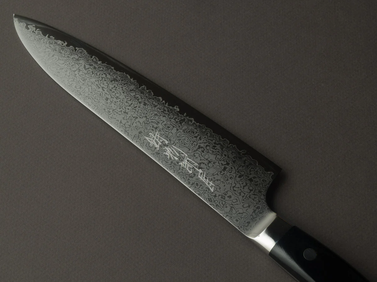 Hitohira - Imojiya TH - VG10 - Damascus - Gyuto - 210mm - Linen Micarta Western Handle - Image 2