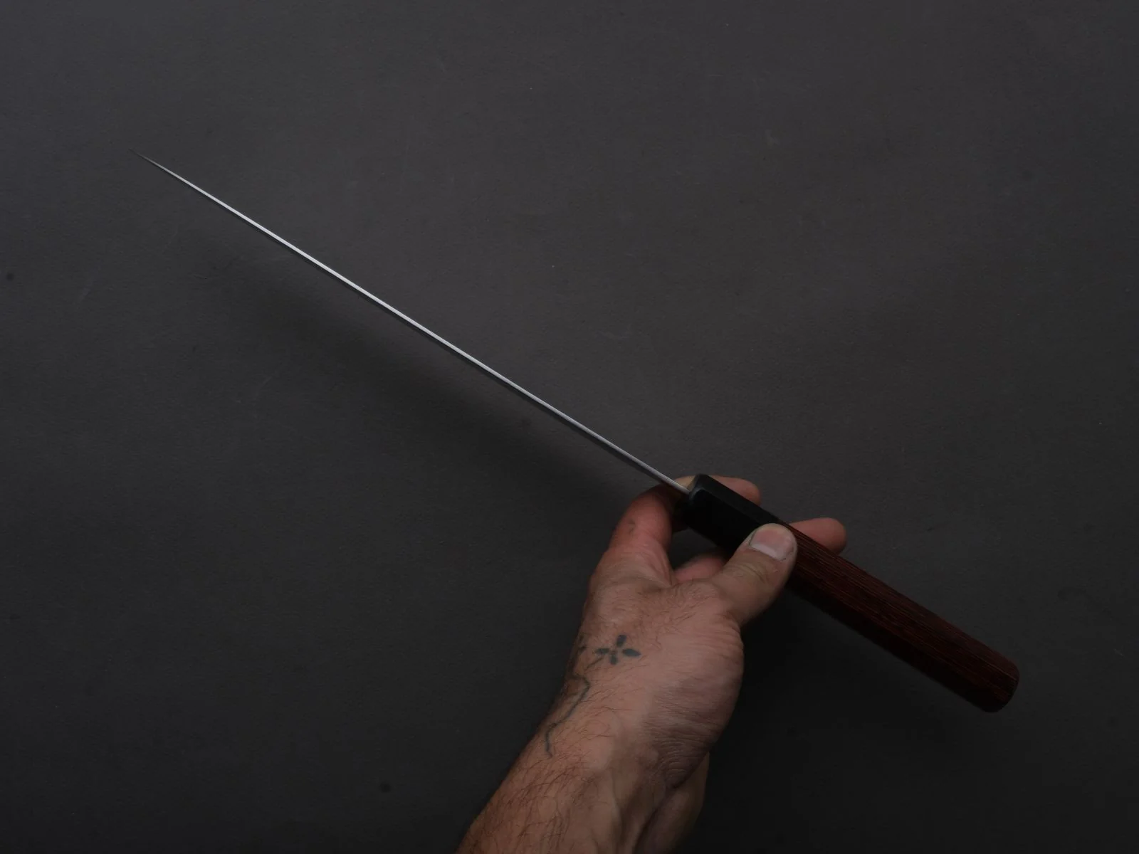 Hitohira - Imojiya TH - Damascus - Sujihiki - 240mm - Red Pakka Handle - Image 5