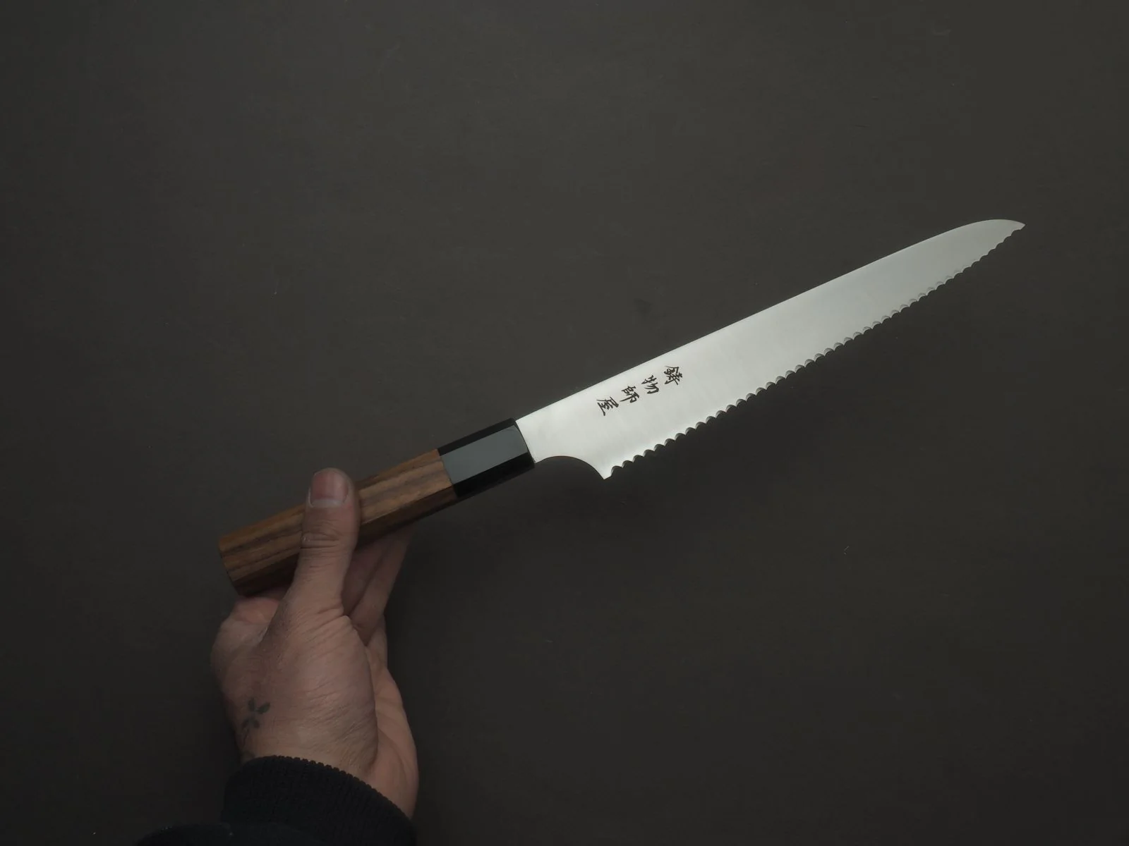 Hitohira - Imojiya TH - Stainless - 240mm - Bread Knife - Teak Handle - Image 4