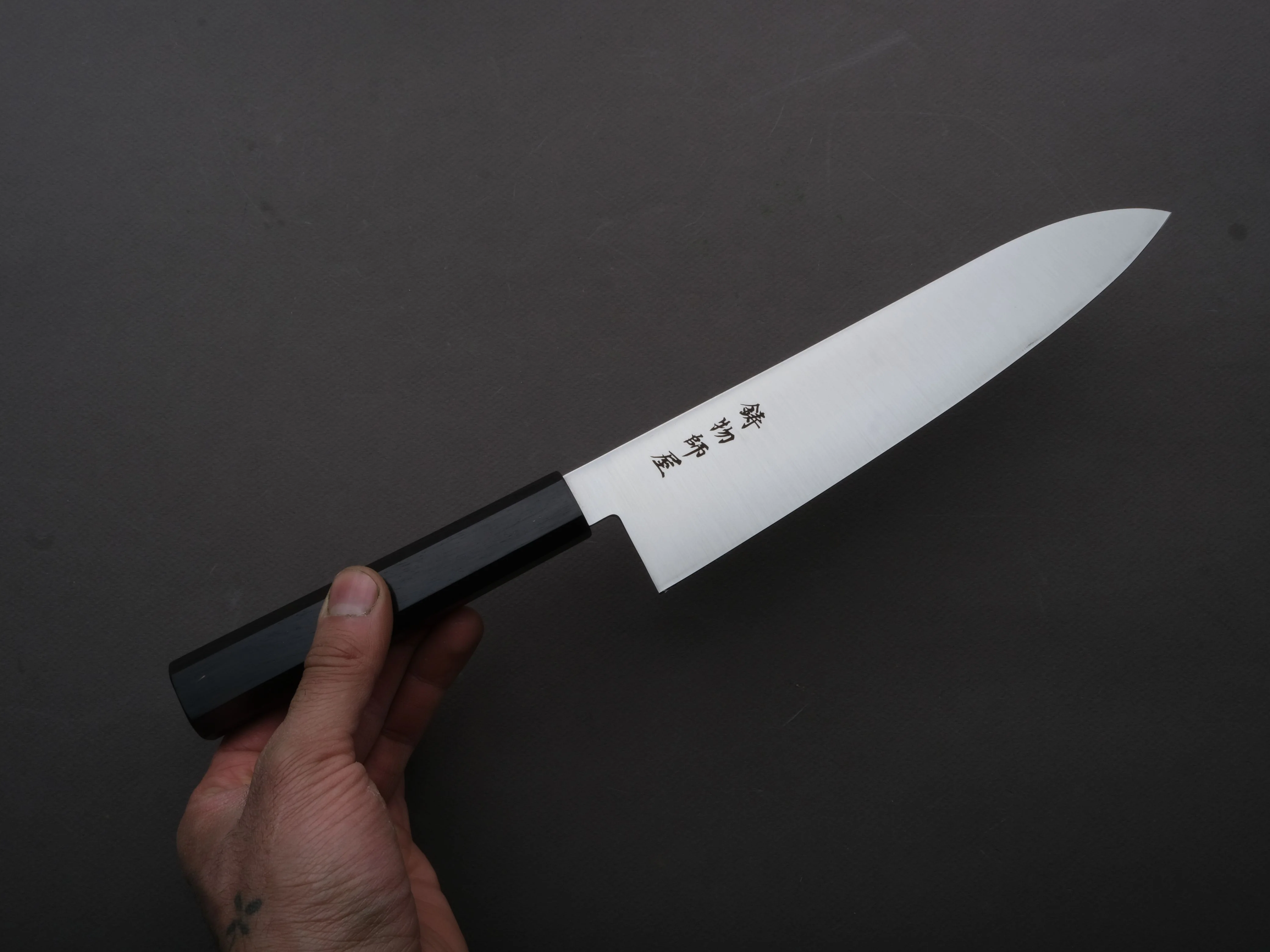 Hitohira - Imojiya - TH - Stainless - Gyuto - 210mm - Ebony Handle - Image 4