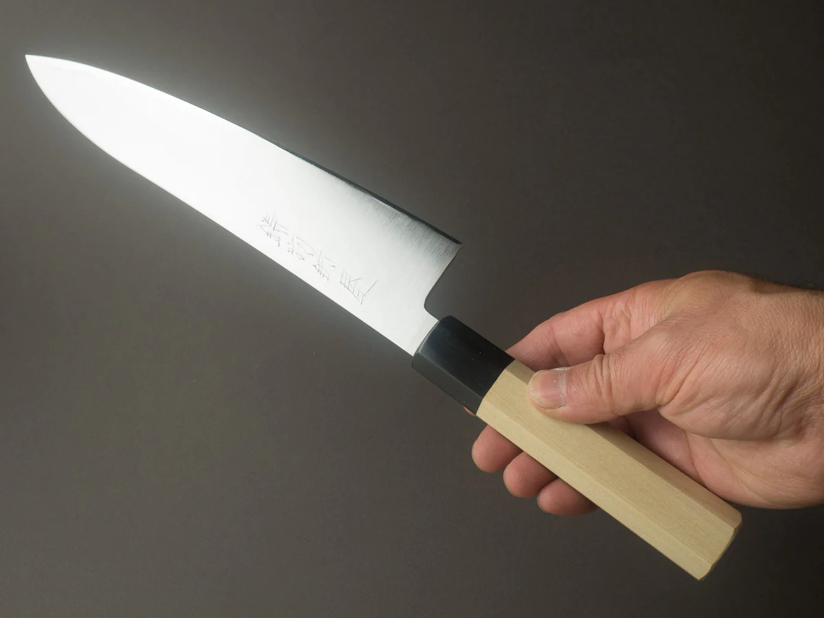 Hitohira - Imojiya TH - Super Blue Stainless Clad - 240mm Gyuto - Ho Wood Handle - Image 5