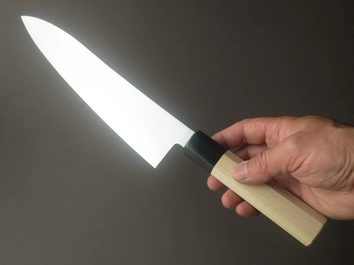 Hitohira - Imojiya TH - Super Blue Stainless Clad - 240mm Gyuto - Ho Wood Handle - Image 6