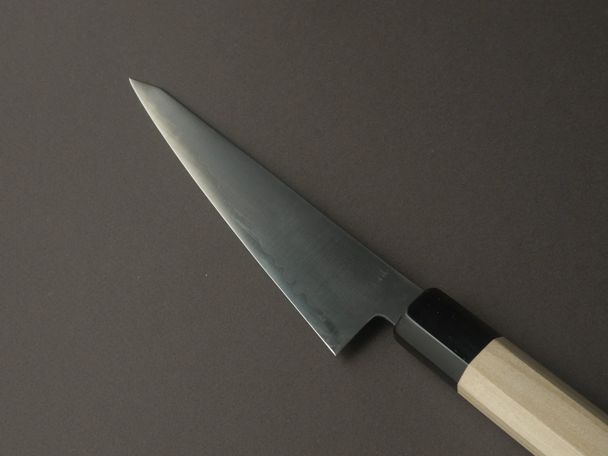 Hitohira - Imojiya TH - Super Blue Stainless Clad - Honesuki Kaku - Ho Wood Handle - Image 3