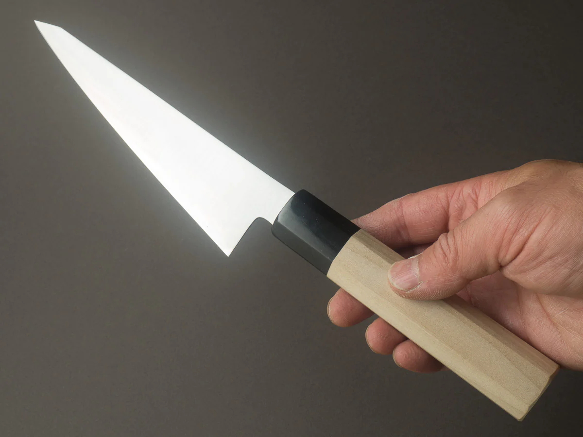 Hitohira - Imojiya TH - Super Blue Stainless Clad - Honesuki Kaku - Ho Wood Handle - Image 6
