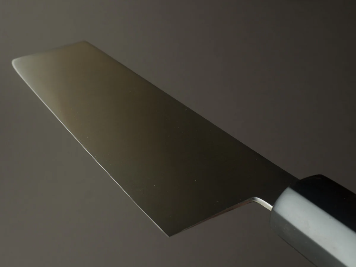 Hitohira - Imojiya TH - Super Blue Stainless Clad - Nakiri - Ho Wood Handle - Image 11