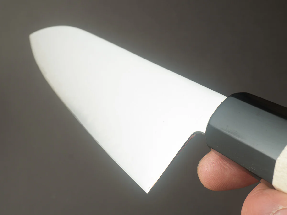 Hitohira - Imojiya TH - Super Blue Stainless Clad - 180mm Santoku - Ho Wood Handle - Image 10