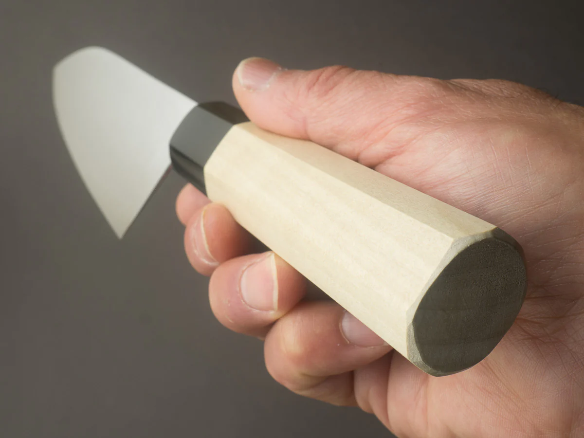 Hitohira - Imojiya TH - Super Blue Stainless Clad - 180mm Santoku - Ho Wood Handle - Image 9