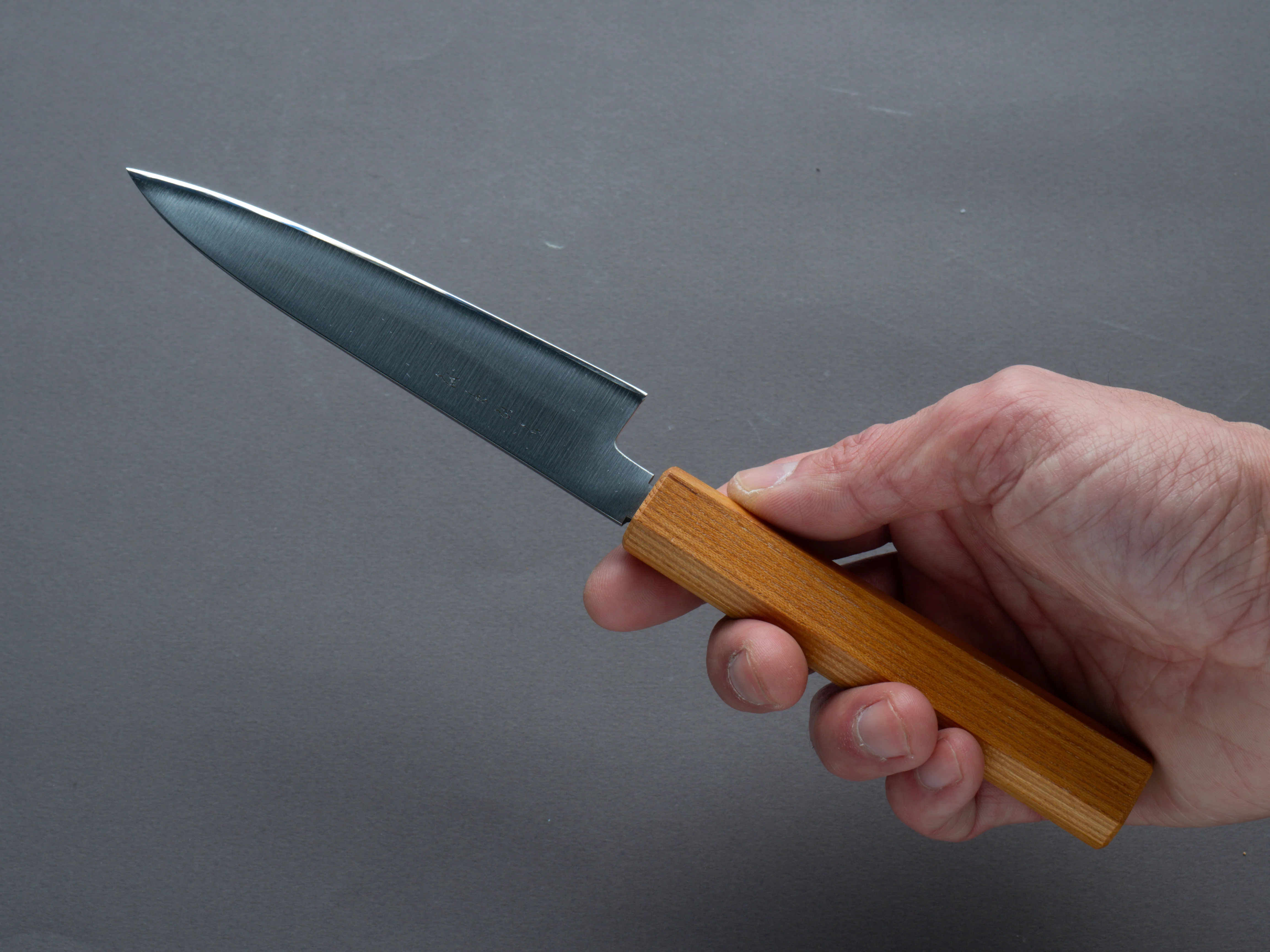 Hitohira - KH Stainless - 120mm Petty - Keyaki Zelkova Handle - Image 4