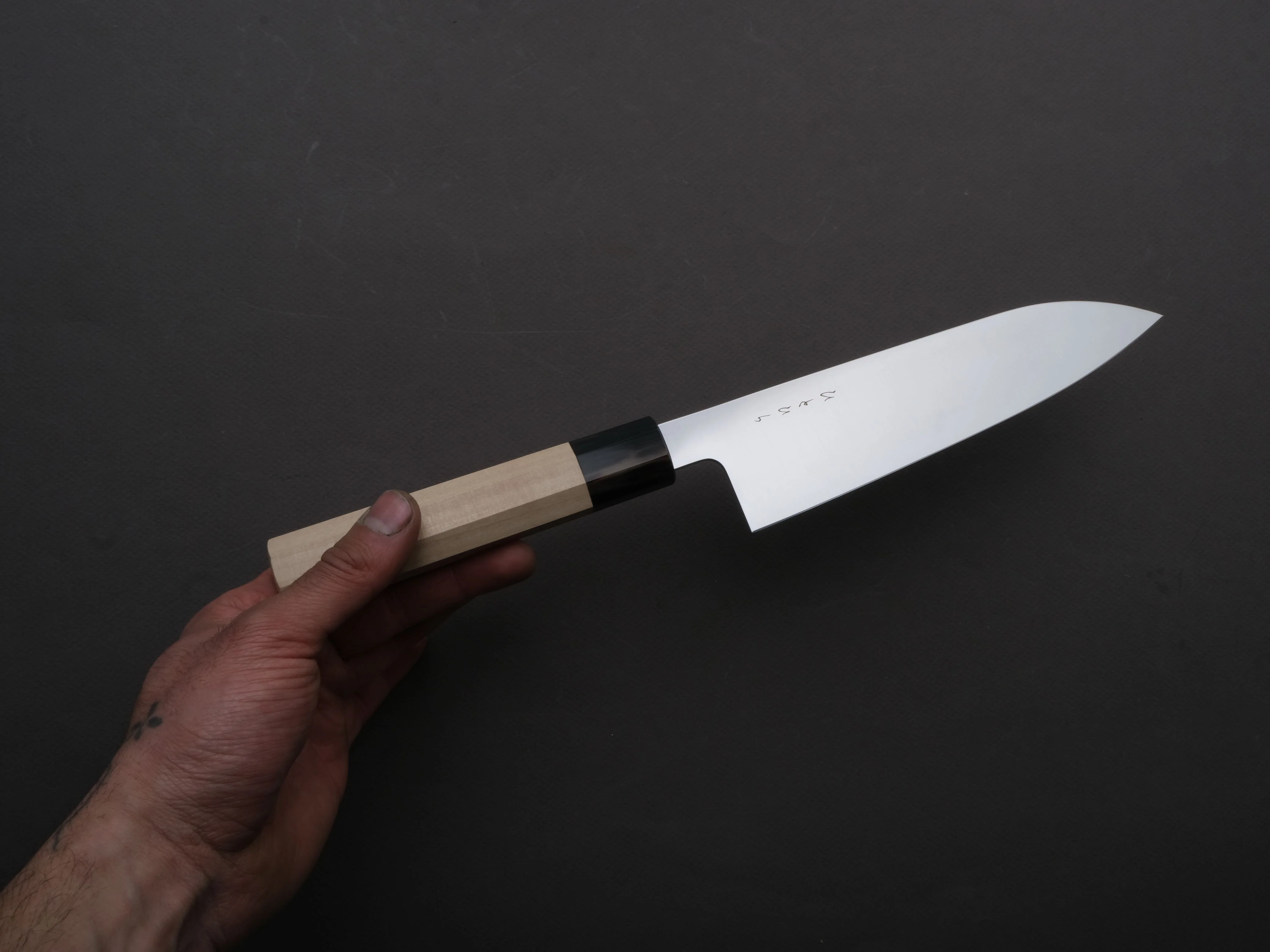 Hitohira - KH - Stainless - 180mm - Santoku - Ho Wood Handle - Image 3