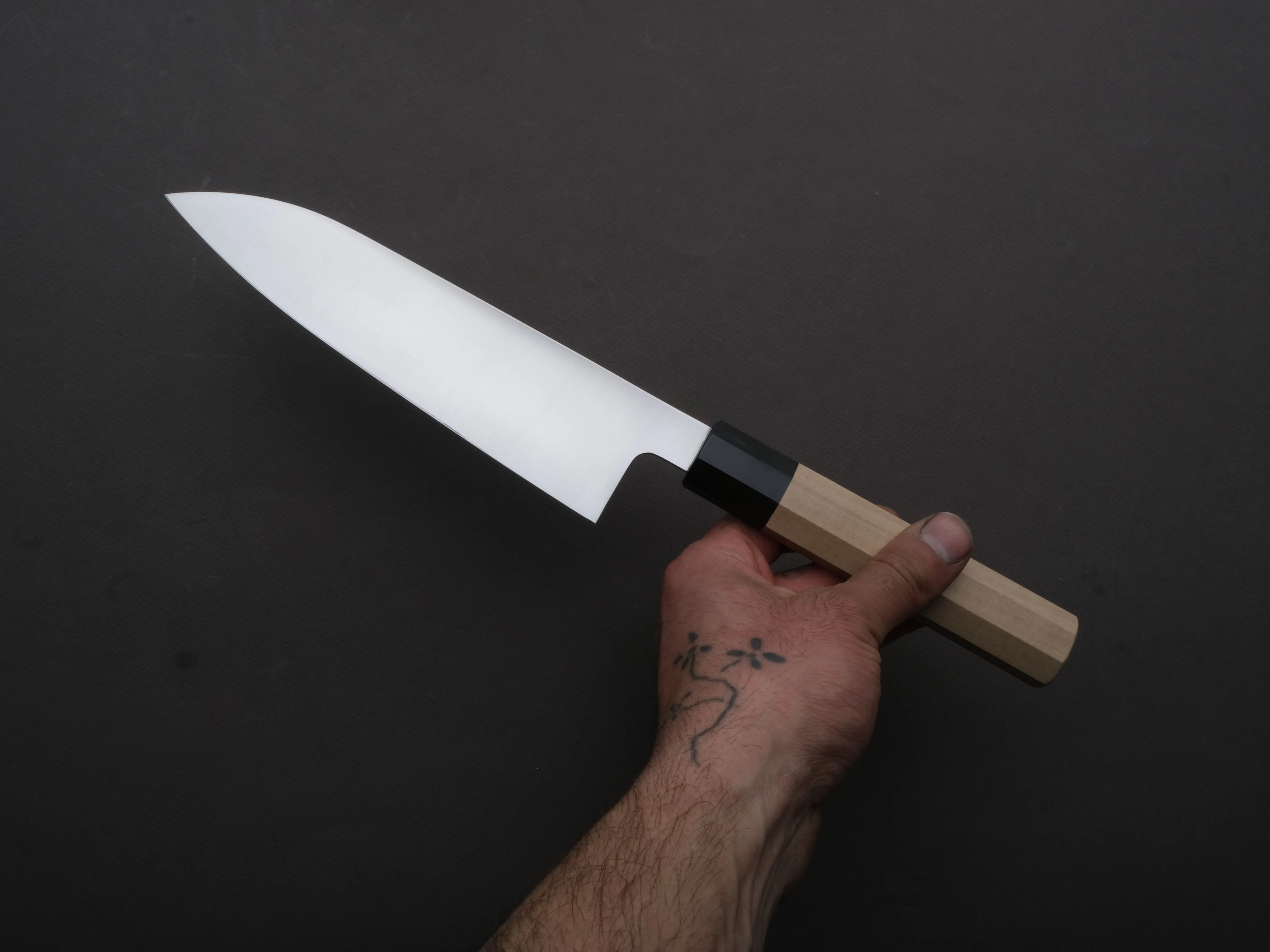 Hitohira - KH - Stainless - 180mm - Santoku - Ho Wood Handle - Image 4