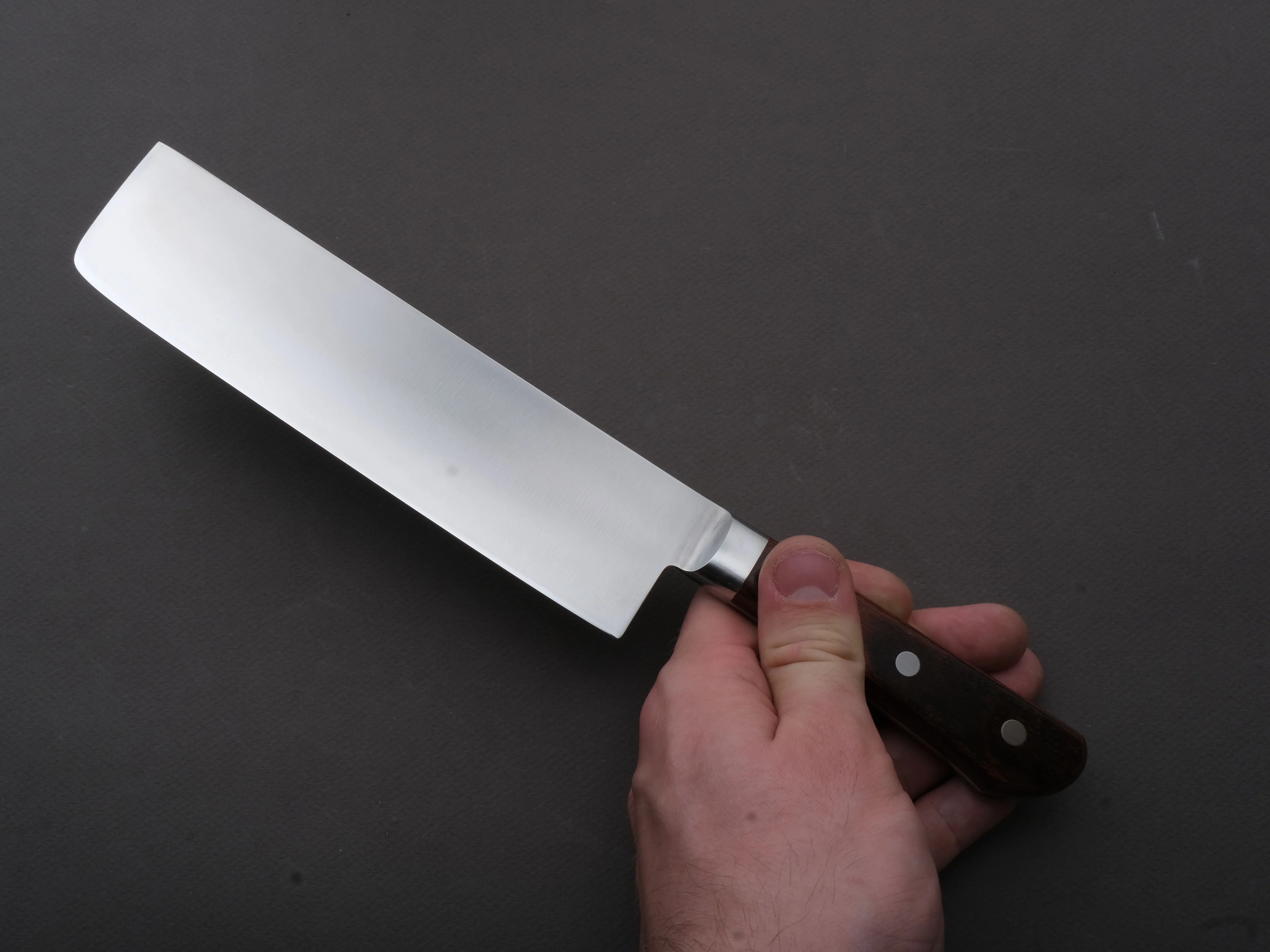Hitohira - KH - Stainless - Nakiri - 180mm - Imitation Mahogany Western Handle - Image 4