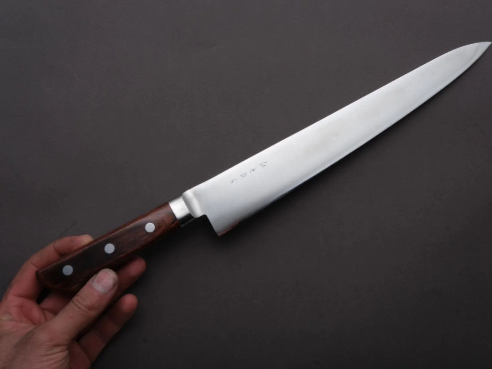 Hitohira - KH - Stainless - Sujihiki - 270mm - Imitation Mahogany Handle - Image 3