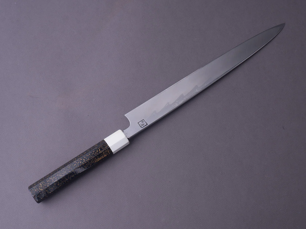 Hitohira - Kikuchiyo x Mosuke - White #1 Enmon Damascus - 300mm Yanagiba - Lacquered Handle - Image 4