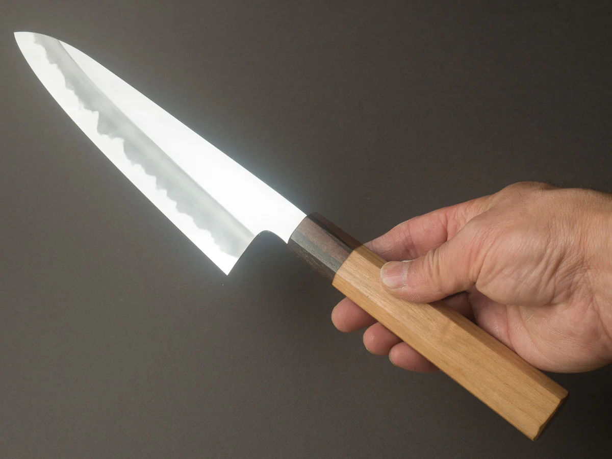 Hitohira - Kikuchiyo x Kyuzo - White #2 - Migaki - 210mm Gyuto - Cherry Handle - Image 5
