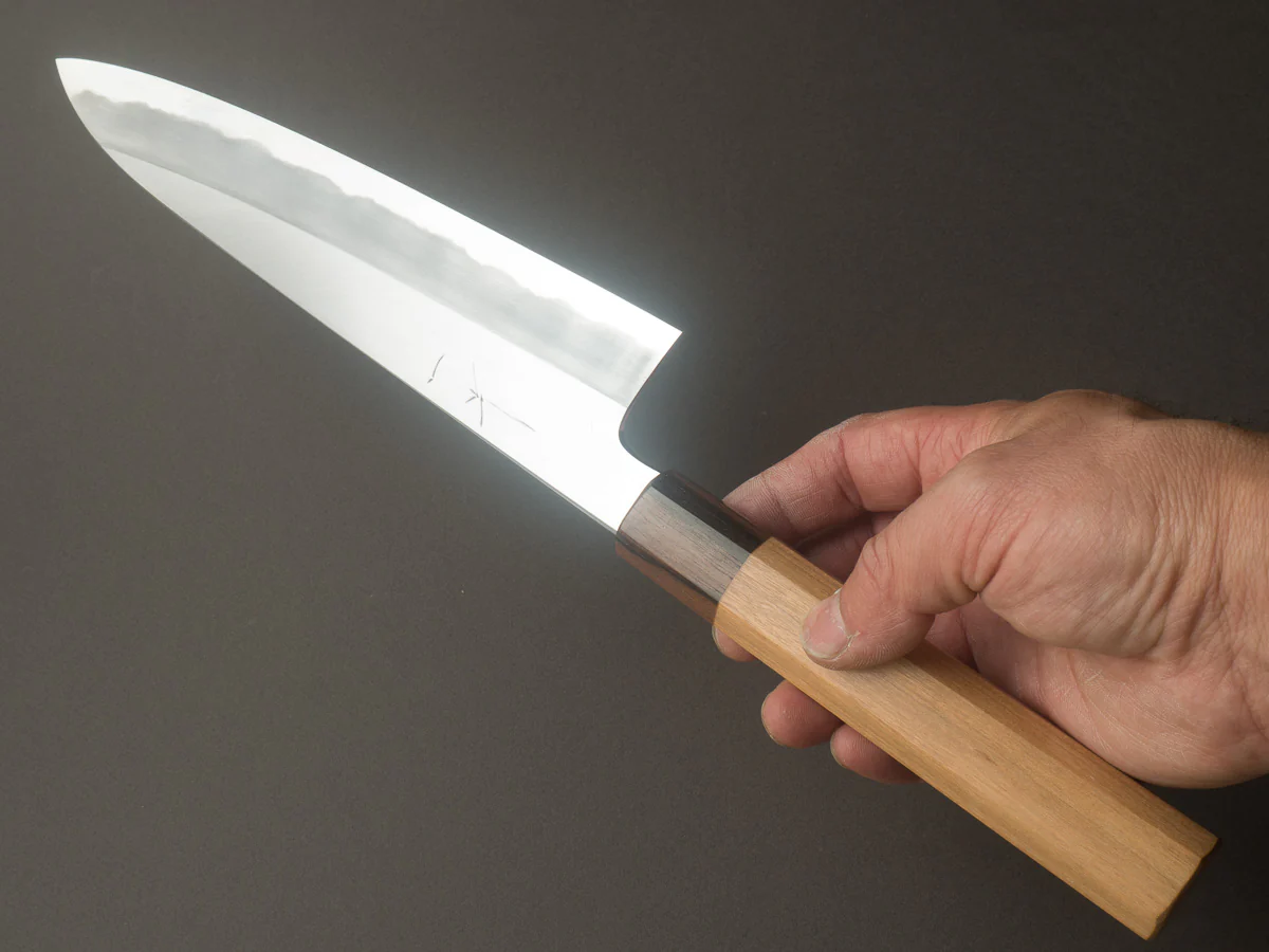 Hitohira - Kikuchiyo x Kyuzo - White #2 - Migaki - 210mm Gyuto - Cherry Handle - Image 6