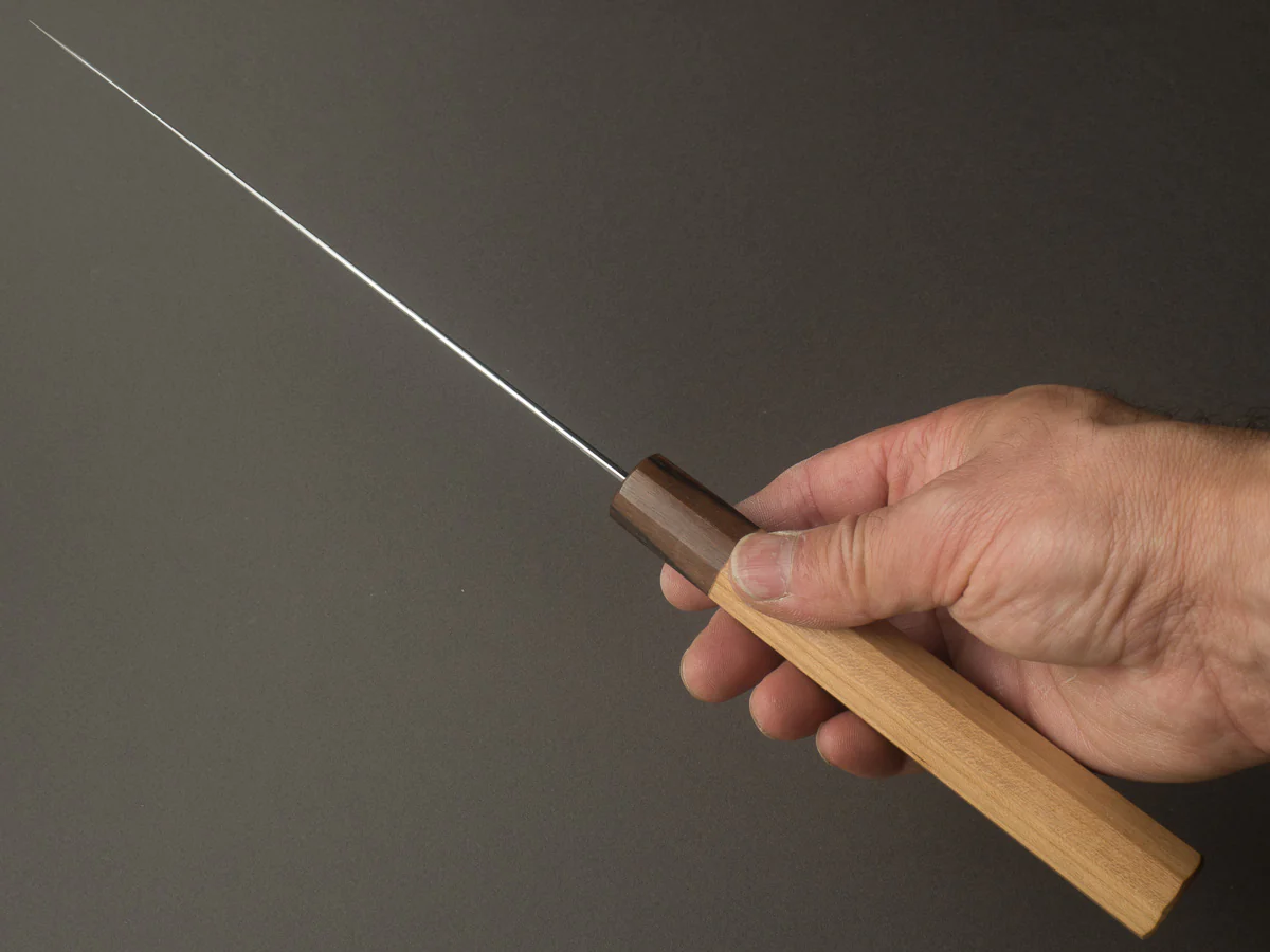Hitohira - Kikuchiyo x Kyuzo - White #2 - Migaki - 210mm Gyuto - Cherry Handle - Image 7