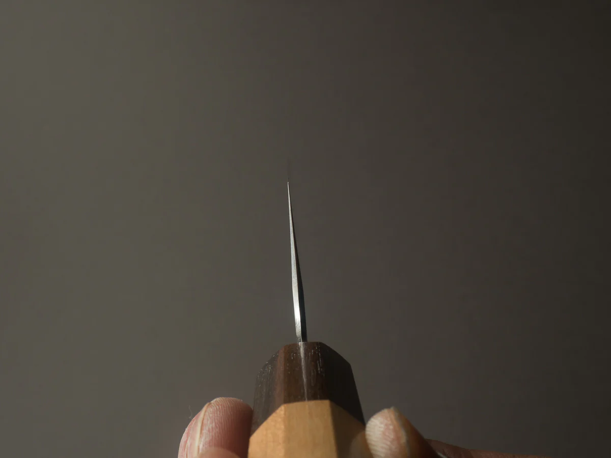 Hitohira - Kikuchiyo x Kyuzo - White #2 - Migaki - 210mm Gyuto - Cherry Handle - Image 8