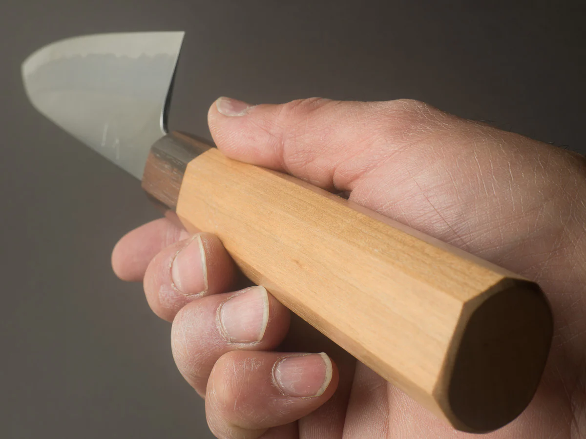 Hitohira - Kikuchiyo x Kyuzo - White #2 - Migaki - 210mm Gyuto - Cherry Handle - Image 9
