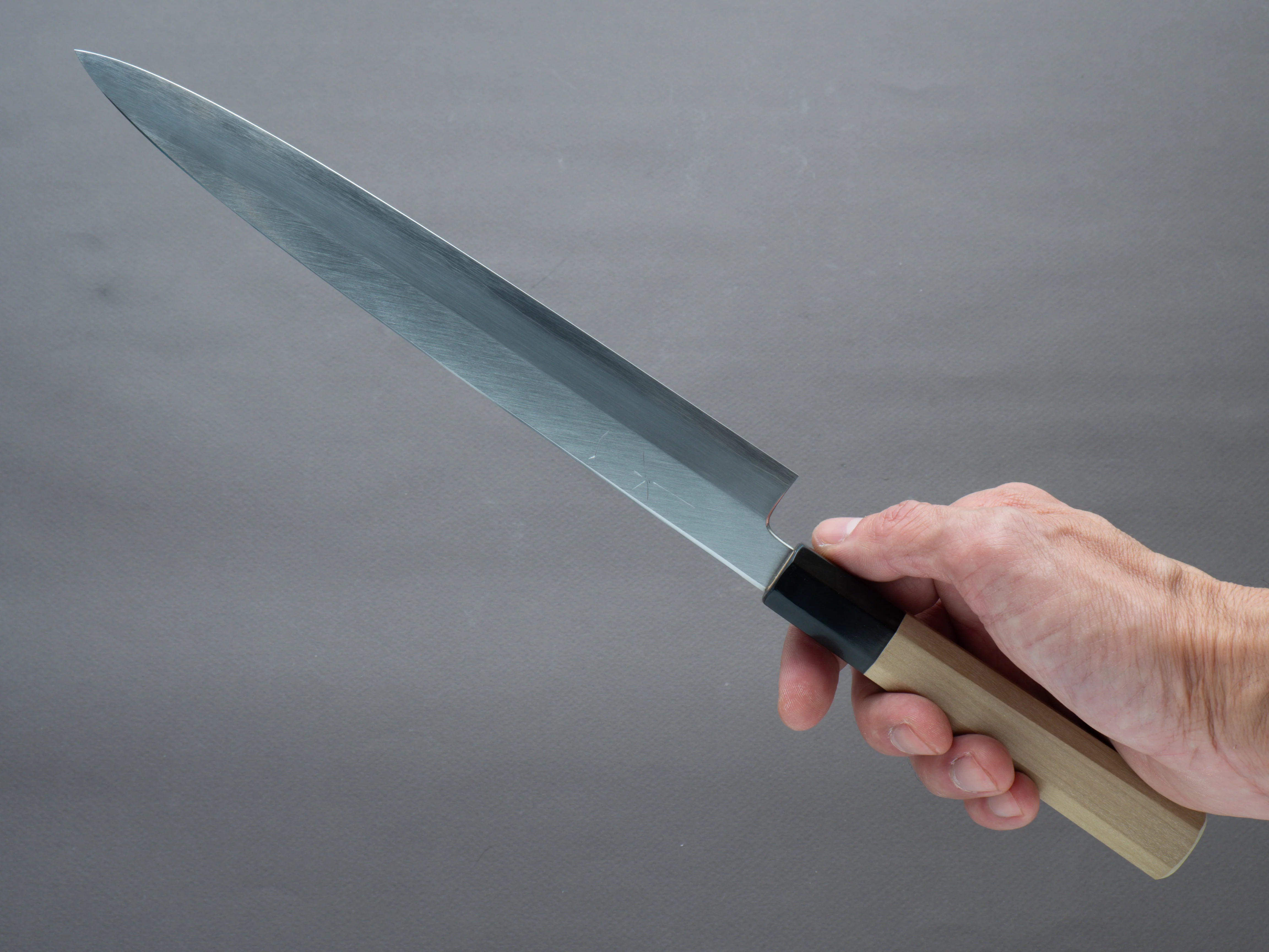 Hitohira - Kikuchiyo - Mosuke - Silver #3 - 240mm Yanagiba - Ho Wood Handle (Saya) - Image 7
