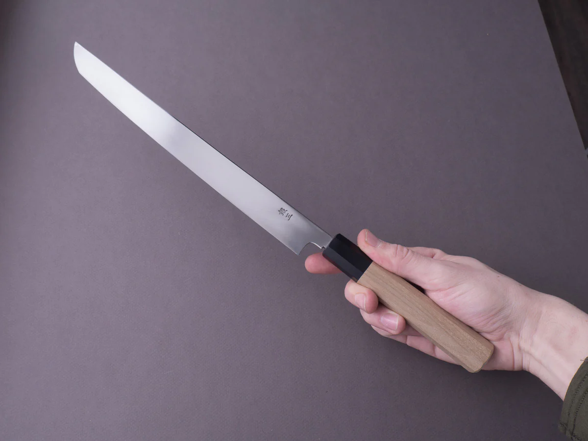 Hitohira - Kikuchiyo x Mosuke - Ginsan - 270mm Sakimaru Takobiki - Ho Wood Handle (Saya) - Image 7