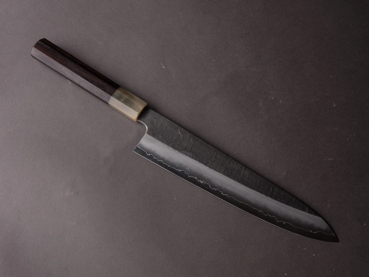 Hitohira - Kikuchiyo x Kyuzo - Ginsan - Kurouchi Amime - 240mm Gyuto - Taihei Ebony Handle