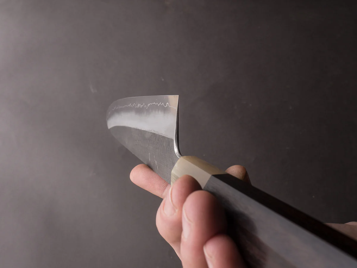 Hitohira - Kikuchiyo x Kyuzo - Ginsan - Kurouchi Amime - 240mm Gyuto - Taihei Ebony Handle - Image 3