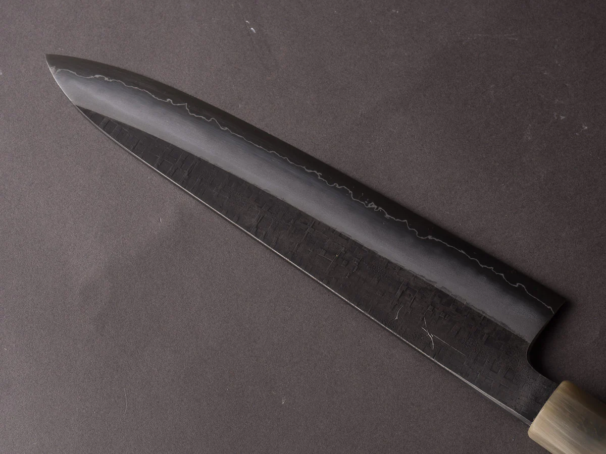 Hitohira - Kikuchiyo x Kyuzo - Ginsan - Kurouchi Amime - 240mm Gyuto - Taihei Ebony Handle - Image 4