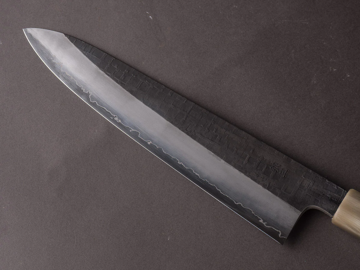 Hitohira - Kikuchiyo x Kyuzo - Ginsan - Kurouchi Amime - 240mm Gyuto - Taihei Ebony Handle - Image 5
