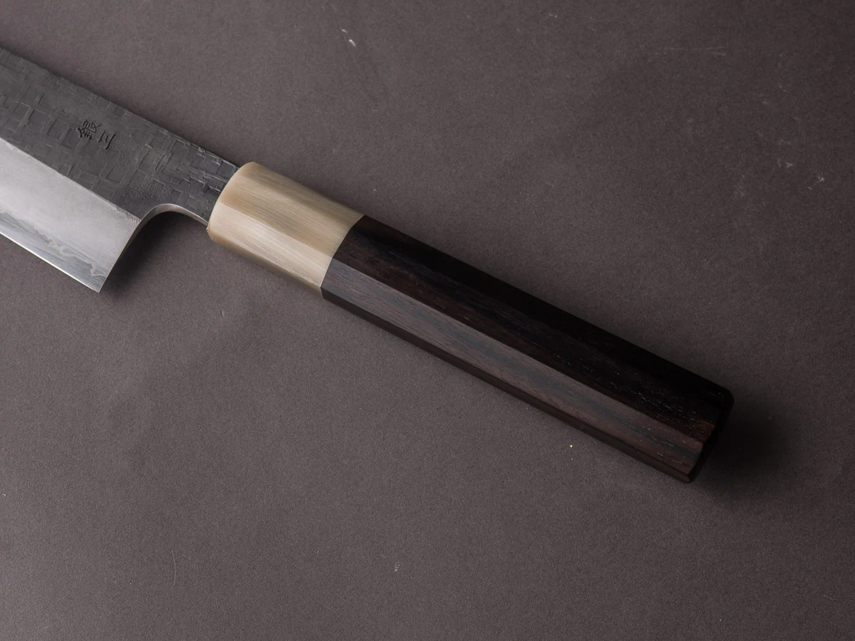 Hitohira - Kikuchiyo x Kyuzo - Ginsan - Kurouchi Amime - 240mm Gyuto - Taihei Ebony Handle - Image 6