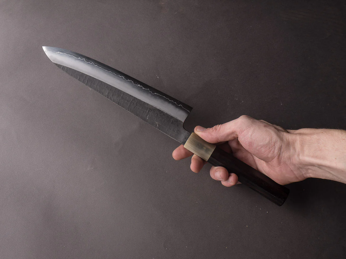 Hitohira - Kikuchiyo x Kyuzo - Ginsan - Kurouchi Amime - 240mm Gyuto - Taihei Ebony Handle - Image 8