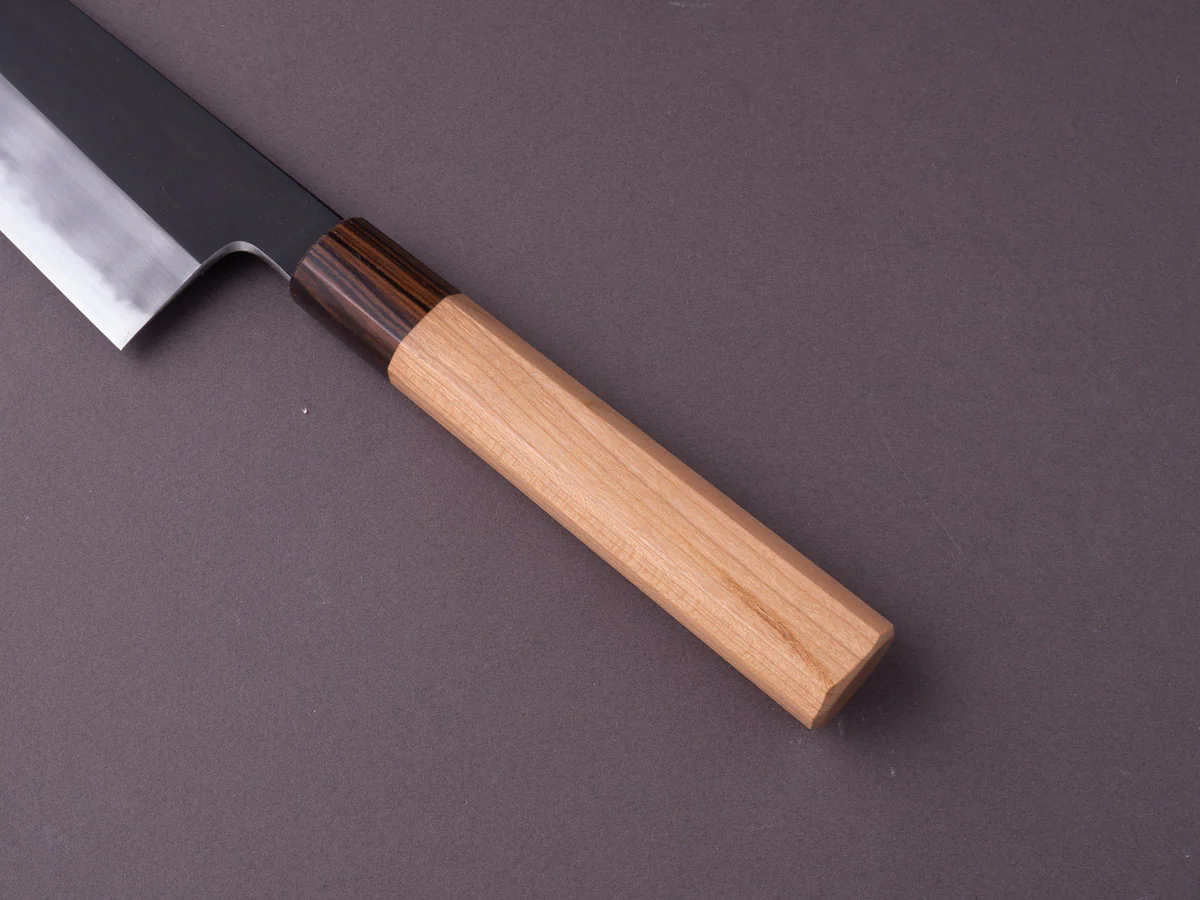 Hitohira - Kikuchiyo x Kyuzo - White #2 - Kurouchi - 240mm Kiritsuke Gyuto - Cherry Handle - Image 6