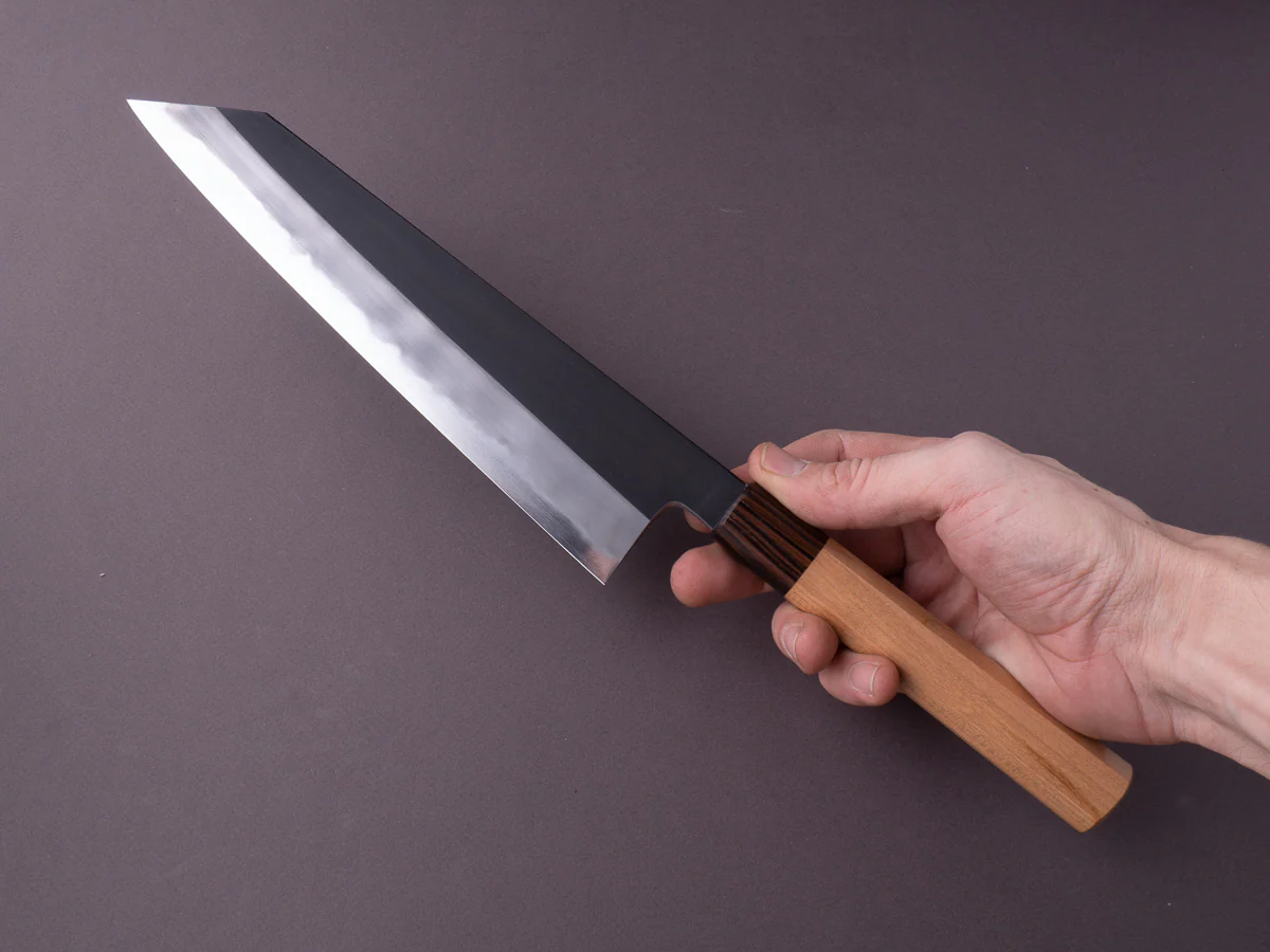 Hitohira - Kikuchiyo x Kyuzo - White #2 - Kurouchi - 240mm Kiritsuke Gyuto - Cherry Handle - Image 7