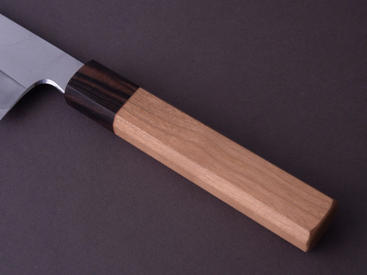 Hitohira - Kikuchiyo x Kyuzo - White #2 - Migaki - 180mm Santoku - Cherry Handle - Image 7