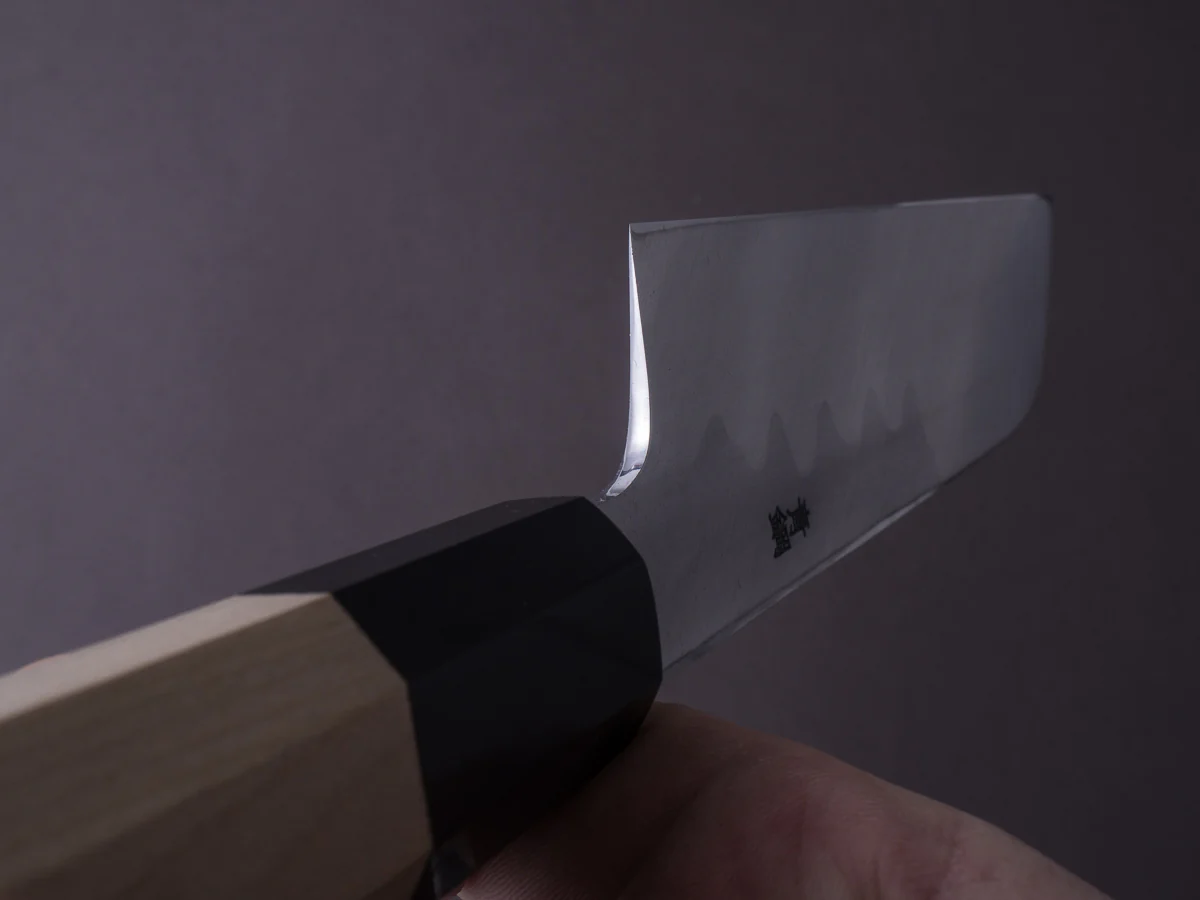 Hitohira - Kikuchiyo x Manzo - Blue #2 - 180mm Kamagata Usuba - Ho Wood Handle - Image 4