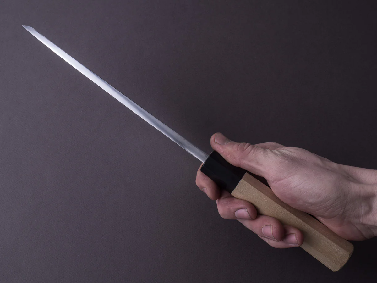 Hitohira - Kikuchiyo x Manzo - Blue #2 - Deba - 210mm - Ho Wood Handle - Saya - Image 11