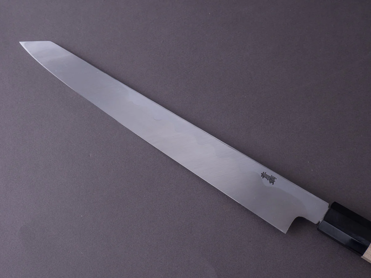 Hitohira - Kikuchiyo x Manzo - Blue #2 - 270mm - Kiritsuke Yanagiba - Ho Wood Handle - Saya - Image 7