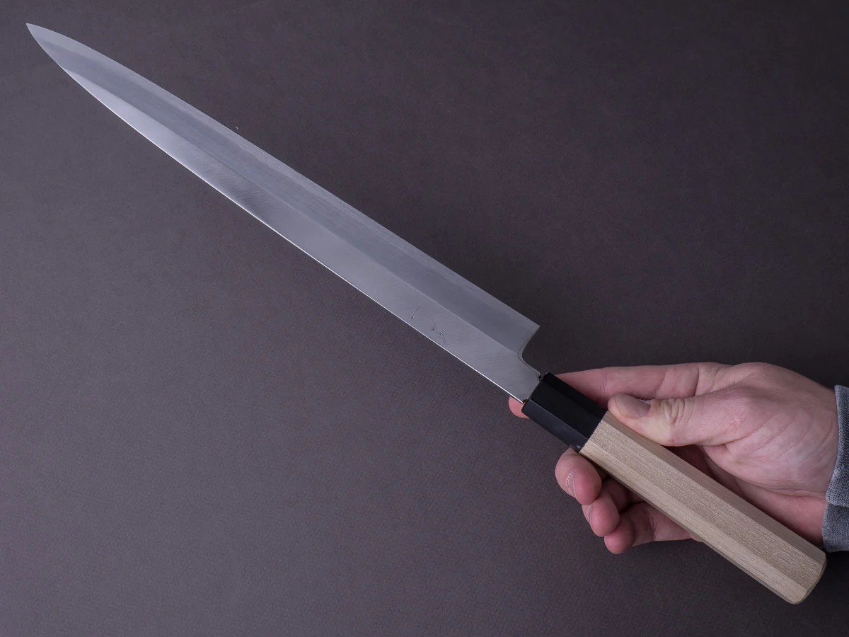 Hitohira - Kikuchiyo x Manzo - Blue #2 - 330mm Yanagiba - Ho Wood Handle - Image 8