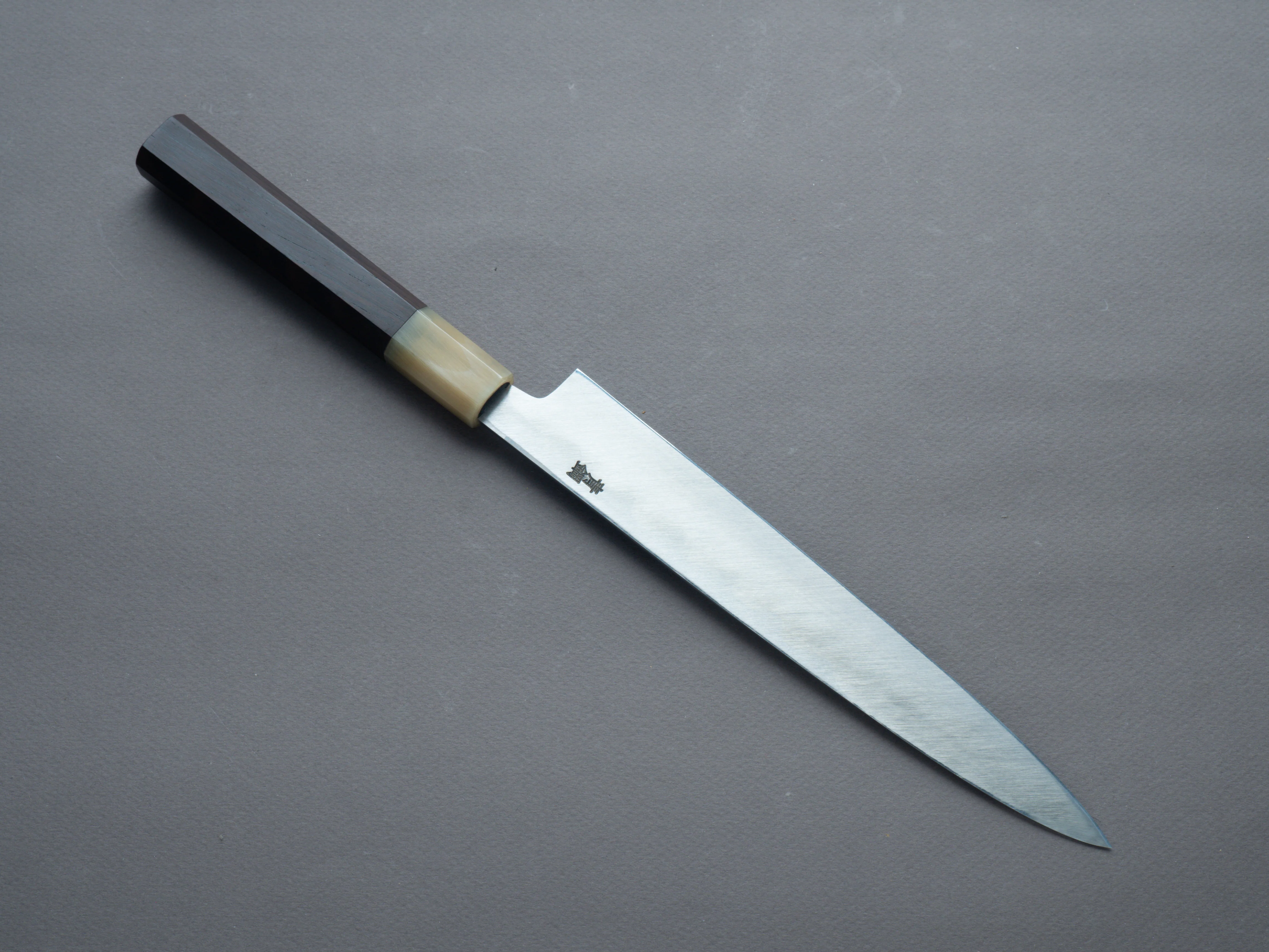 Hitohira - Kikuchiyo x Manzo - Blue #2 - Yanagiba - 210mm - Ebony Handle - Saya - Image 3