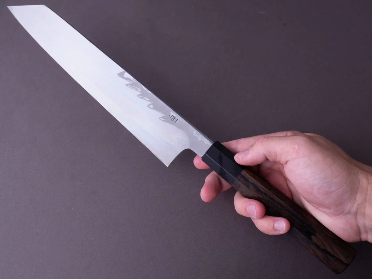 Hitohira - Kikuchiyo x Mosuke - Enmon - White #1 Damascus - Mirror Polished - 270mm Kiritsuke - Ziricote Handle - Image 14