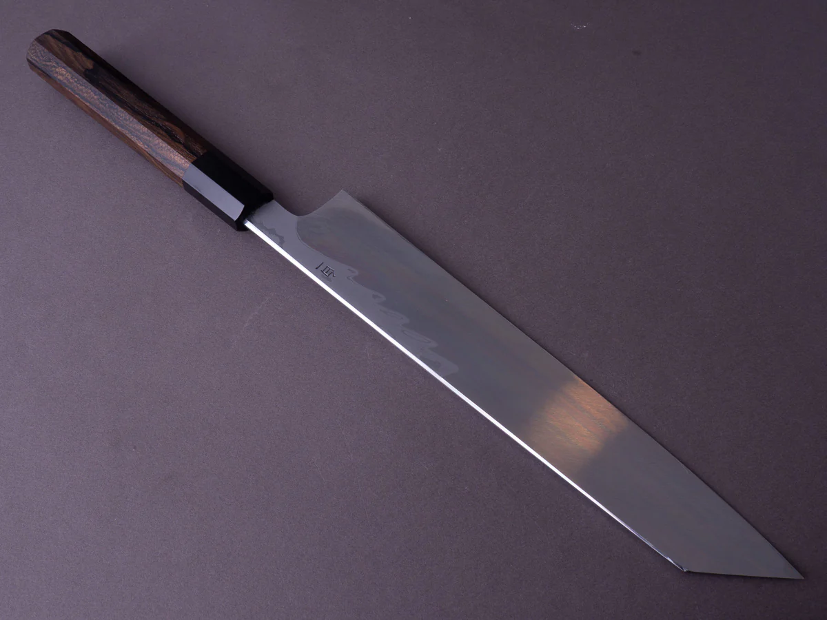 Hitohira - Kikuchiyo x Mosuke - Enmon - White #1 Damascus - Mirror Polished - 270mm Kiritsuke - Ziricote Handle - Image 6