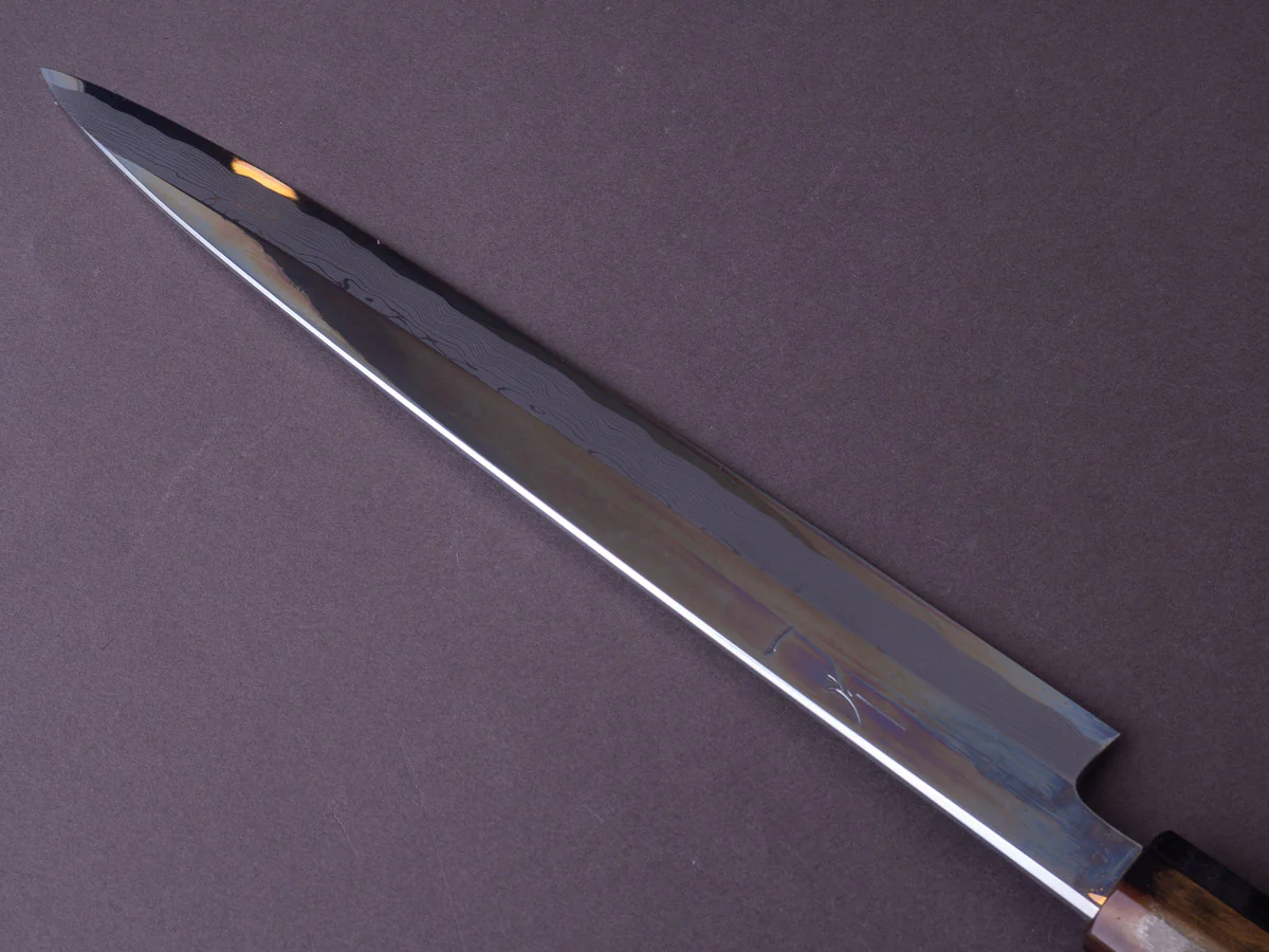 Hitohira - Kikuchiyo x Mosuke - Enmon - White #1 Damascus - 270mm Yanagiba - Ziricote Handle - Image 4